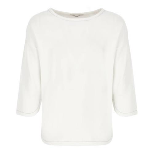 Hvid Cashmere Viskose Bådhals Sweater