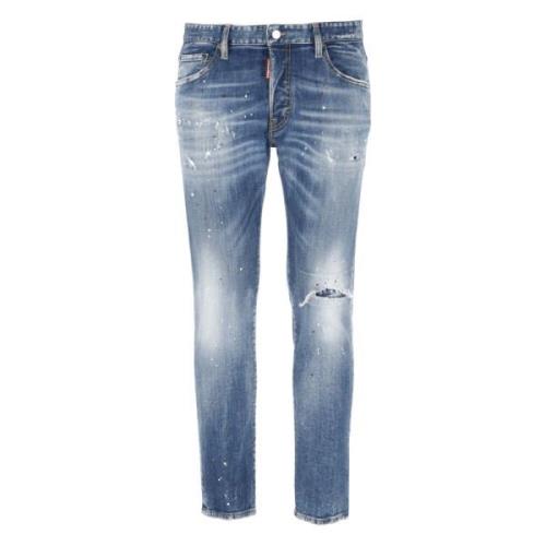 Blå Ripped Bomuld Jeans