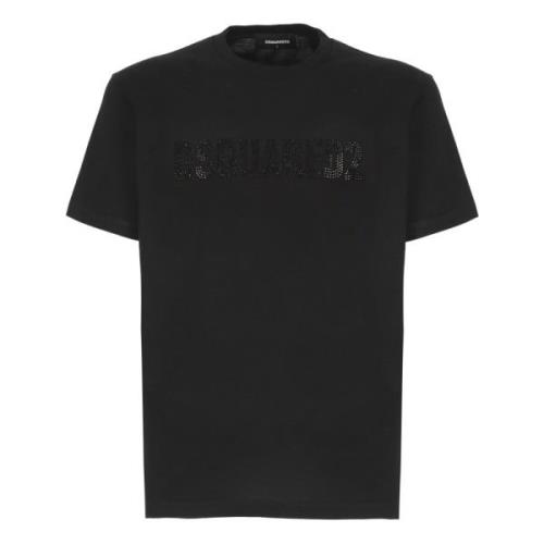 Sort T-shirt med Strass Logo