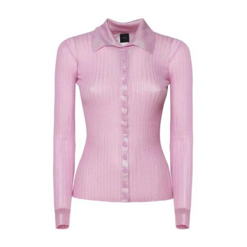 Pink Langærmet Skjorte med Knapper