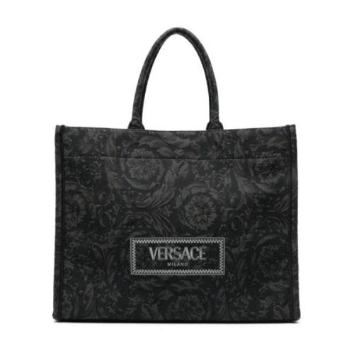 Sort Barocco Jacquard Tote Taske