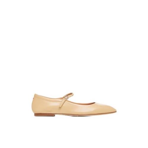 Beige Nappa Læder Ballet Flats