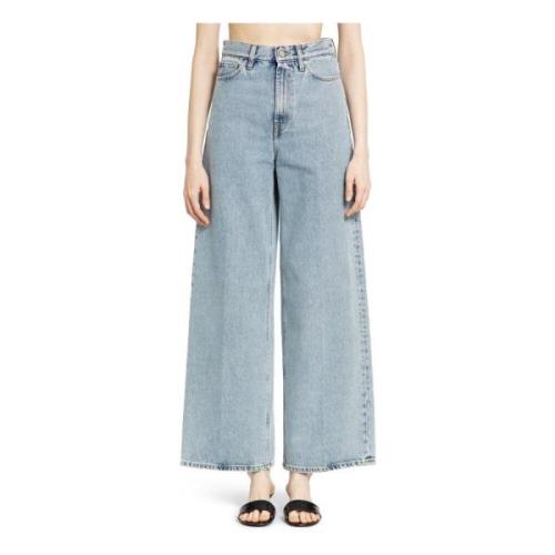 Blåvasket Wide Leg Denim Jeans