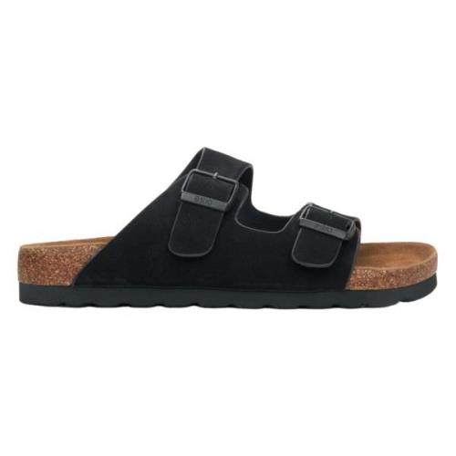 Herre Sort Nubuck Slide Sandaler med Tykke Stropper ER00115496