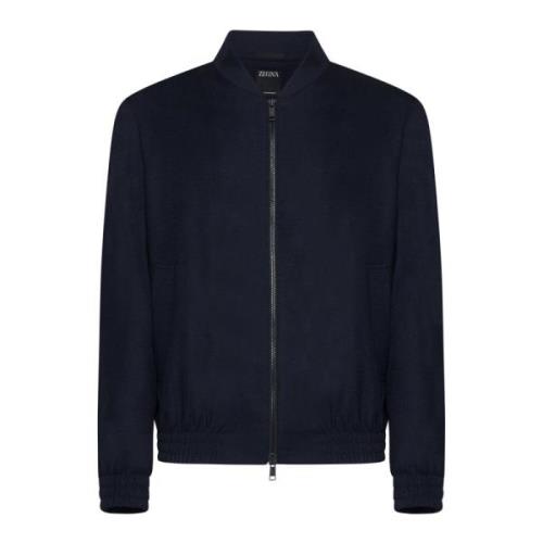 Navy Blue Techmerino Bomber Jacket