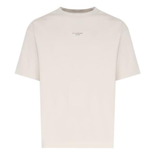 Beige Bomuld T-shirt med Frontlogo