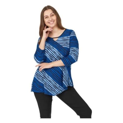 Asymmetrisk Navy Bluse med Bølgestriber