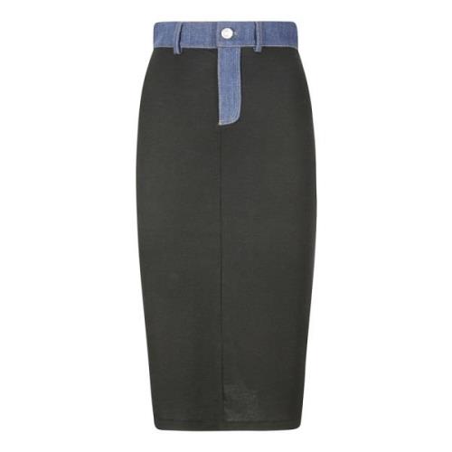 Rib Denim Midi Nederdel