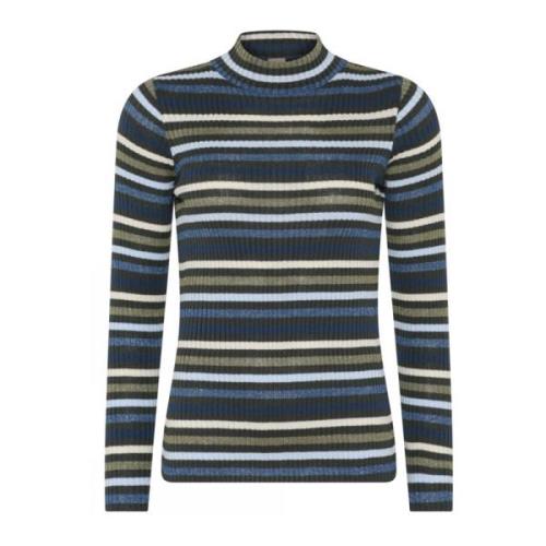 Stribet Ribstrik Pullover Bluse Agave