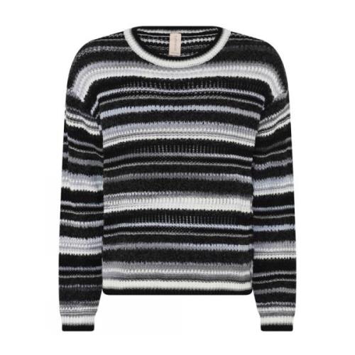 Stribet Strik Pullover Sort