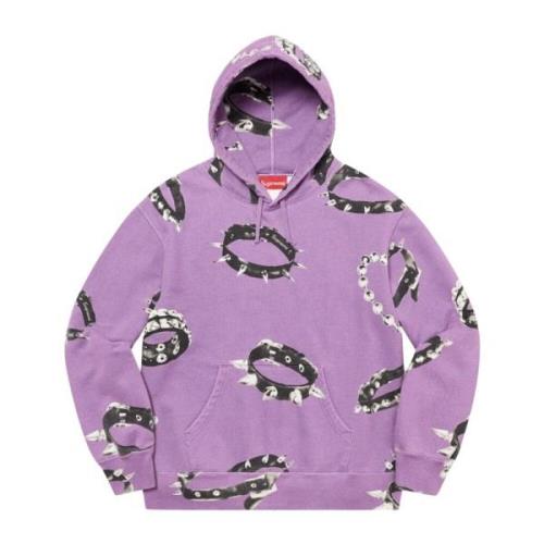 Studded Collars Hooded Sweatshirt Violet