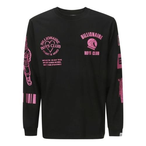 Sort langærmet T-shirt med pink skrift