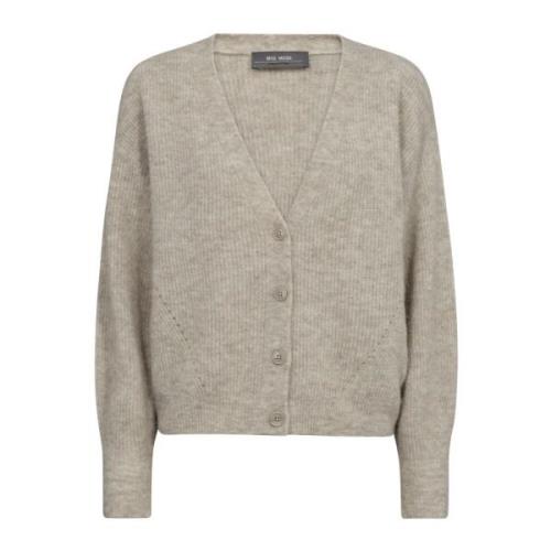 V-Neck Strik Cardigan Fjer Grå