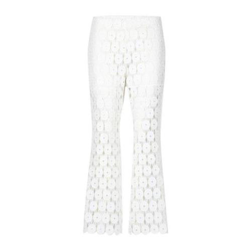 Hvide Macramé Straight-Leg Bukser