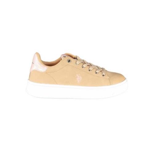 Beige Sneakers med Kontrastdetaljer