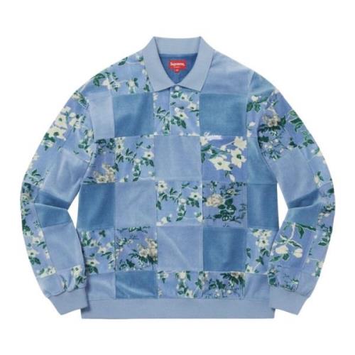 Blomstret Patchwork Velour Polo