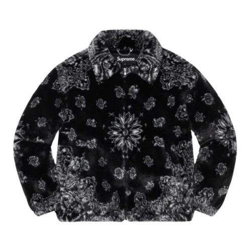 Bandana Faux Fur Bomber Jacket Sort