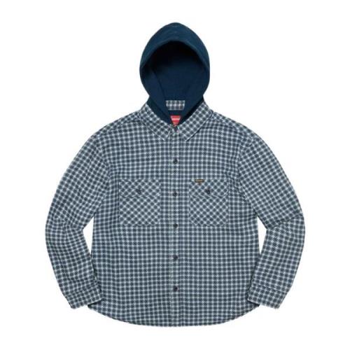 Houndstooth Flannel Hooded Shirt