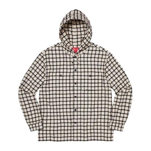 Mini Plaid Hooded Shirt White