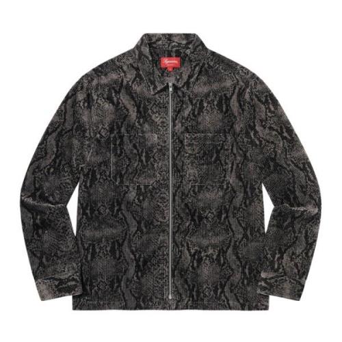 Begrænset udgave Snakeskin Corduroy Zip Up Skjorte