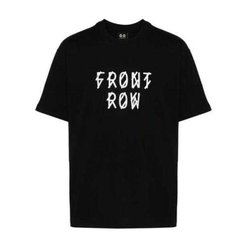 Sort Tekst Print Crew Neck T-shirt