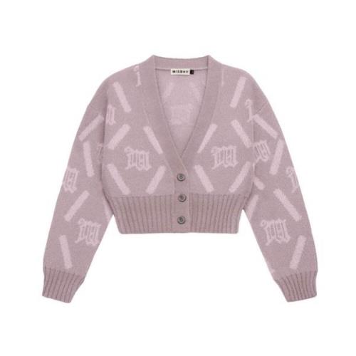 Argyle Strik Cardigan Lyserød Monogram Mønster