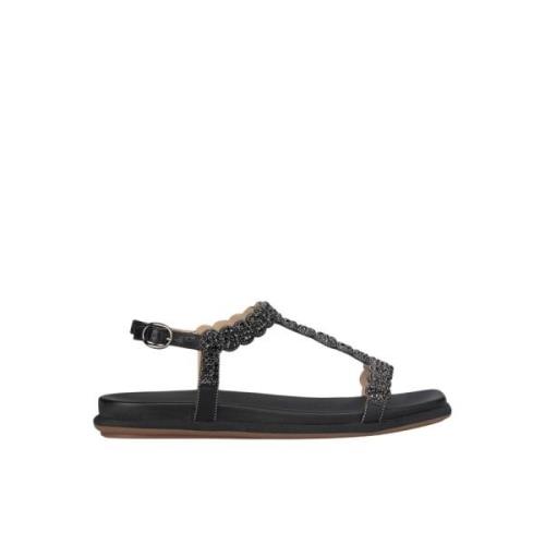 Glitrende flad sandal