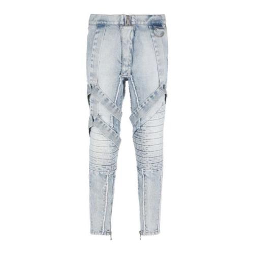 Bomuld slim-fit jeans med stropper