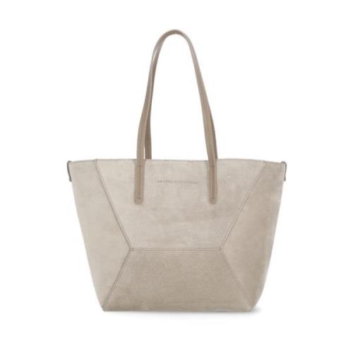 Beige Ruskind Skuldertaske