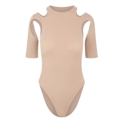 Nude Jersey Top med Skulder Cut-Outs