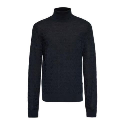 Uld turtleneck med monogram