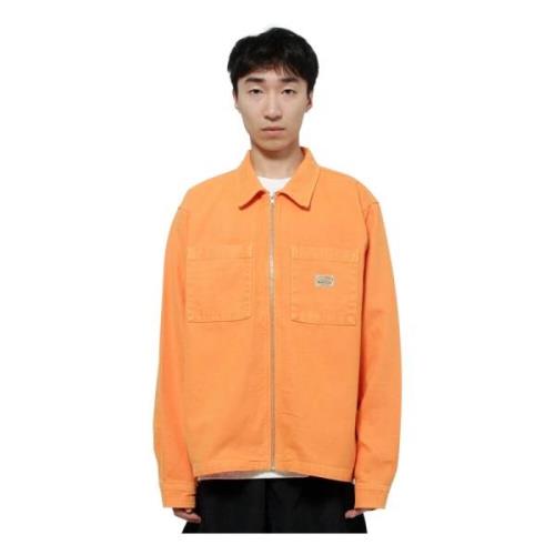 Orange Canvas Zip Skjorte