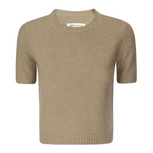 Uld Crew-Neck Sweater med Ribbed Detaljer