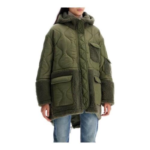 Oversized Shearling Nylon Parka