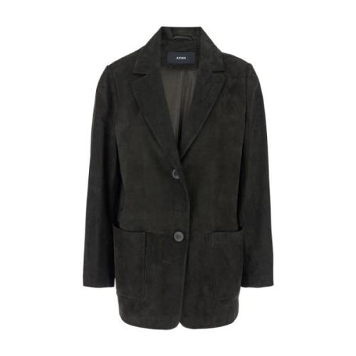 Grå Suede Blazer Jakke