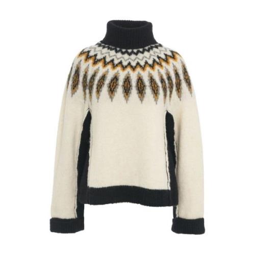 Hvid Jacquard Pullover Strikvarer AW24