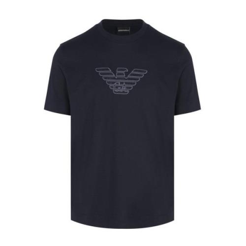 Bomulds T-shirt med branding i navy