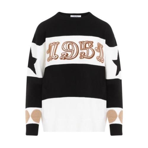 Stribet Uld Kashmir Sweater Sort