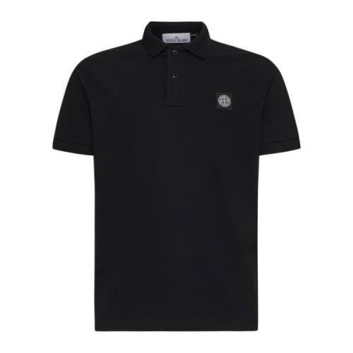 Sort Polo Shirt med Logo Patch