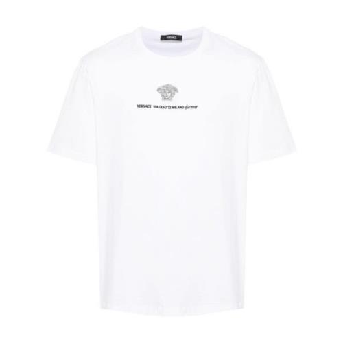 Jersey bomuld T-shirt med Medusa broderi