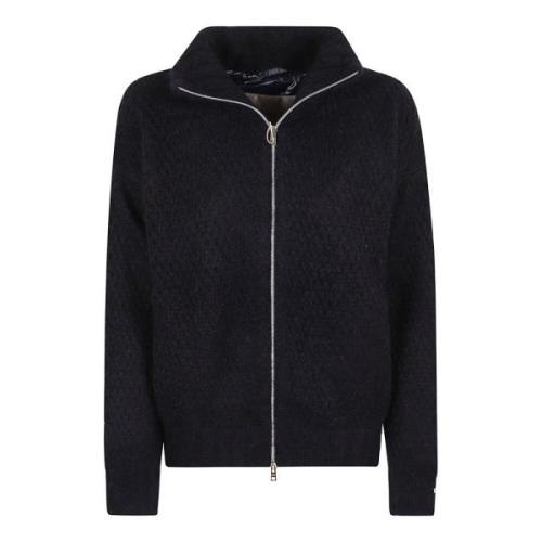 Blå Polo Hals Lynlås Sweater