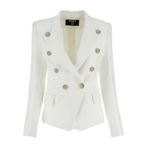 Elegant White Jacquard Blazer