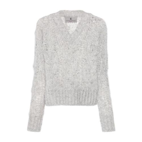 Chunky Cable Strik V-Hals Sweater