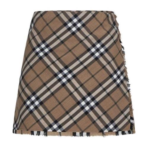 Tjek Print Uld Blanding Kilt Miniskirt