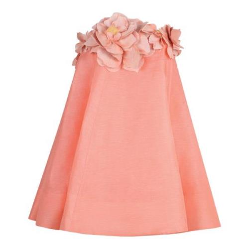 Blomstret Silke Linned Mini Kjole