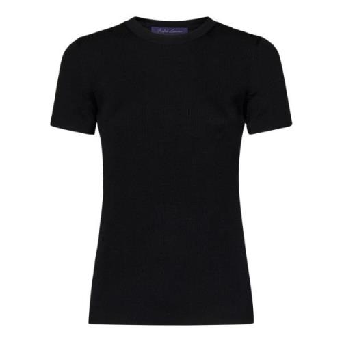 Sort Ribstrikket Silke T-shirt