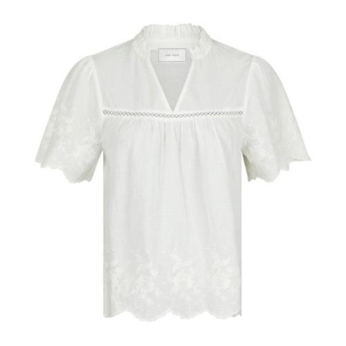 Broderet Bluse Off White