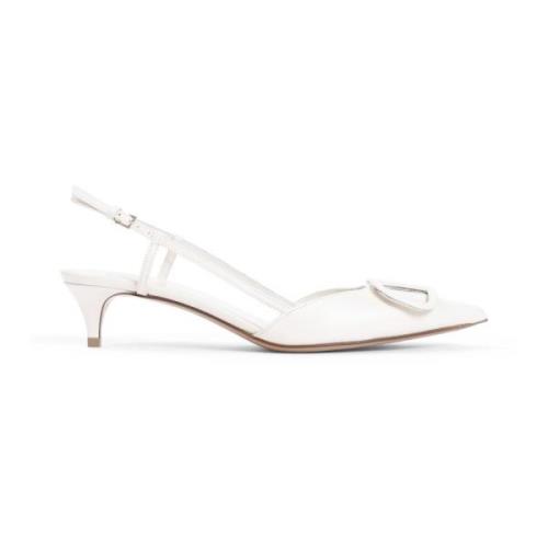 Nude Neutral Læder Slingback Hæle