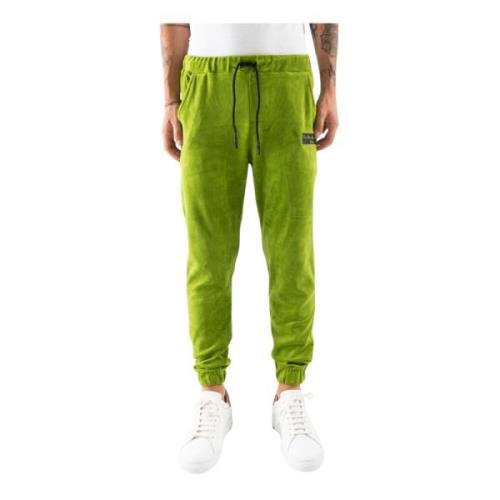 Velour sweatpants med broderet logo patch