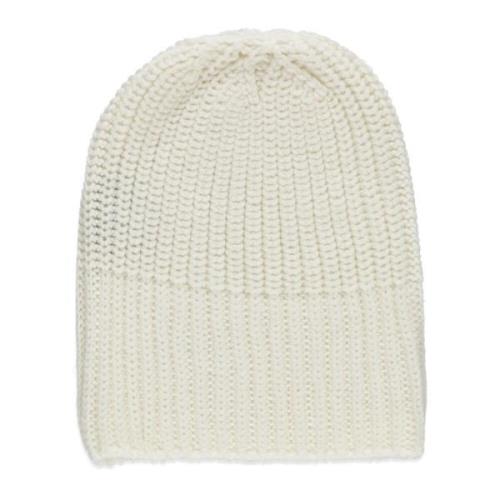 Ivory Uld Beanie Elastisk Ribmønster